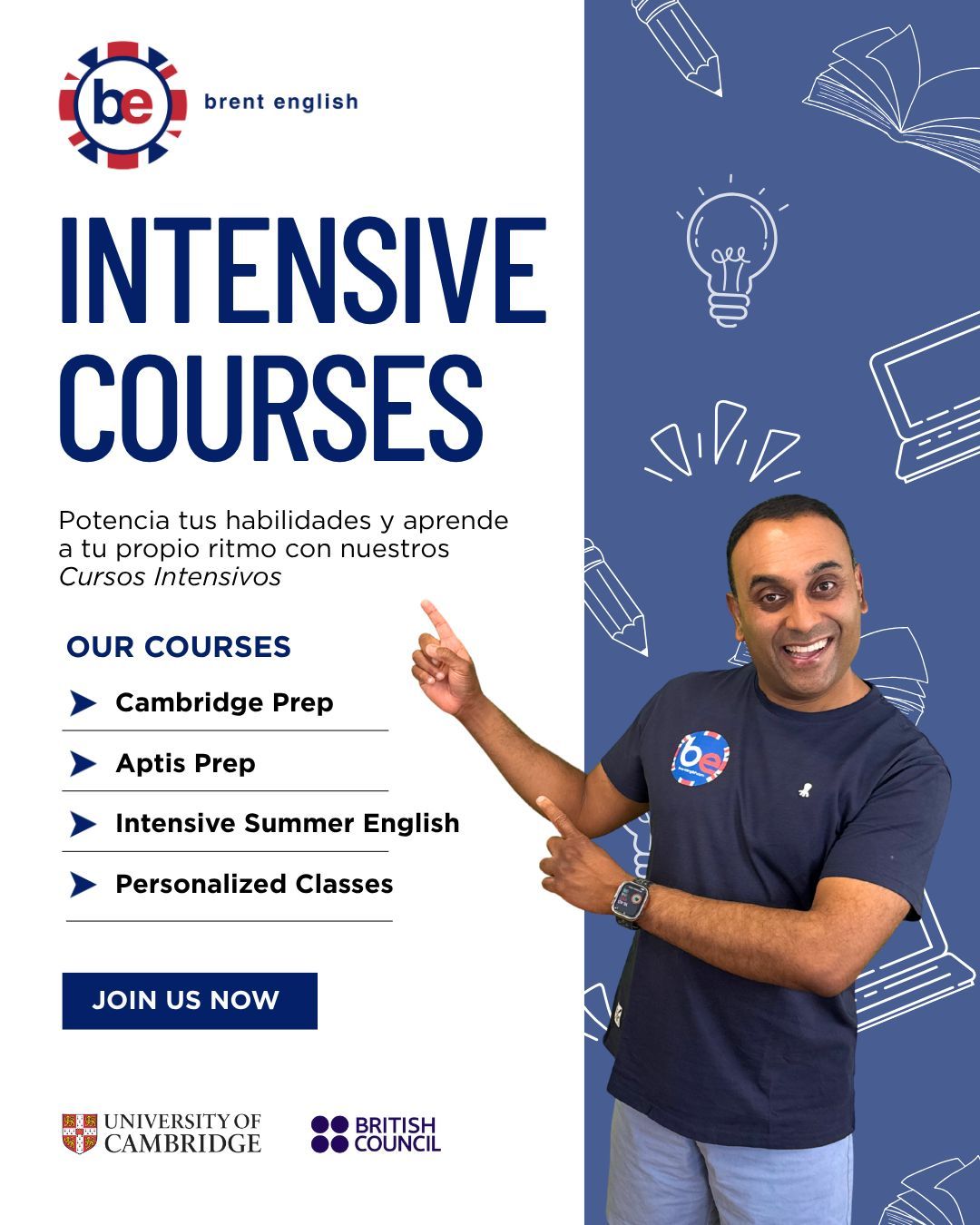 Brent English intensive course package details outline.